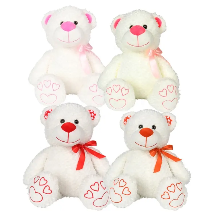 Customized Cute Soft Stuffed Plush Valentines Day Teddy Bear With Heart Wholesale 30cm White Stuffed Teddy Bear Love