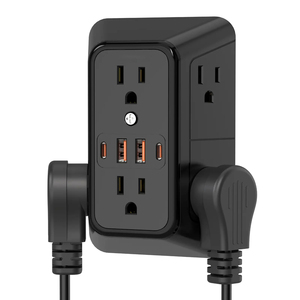 ปลั๊กพ่วงป้องกันไฟกระชากมาตรฐาน US/EU 1050J 1875W 10-in-1 พร้อมเต้ารับ 6 ช่อง และพอร์ต USB 4 ช่อง ติดผนังได้ - Product Image 1