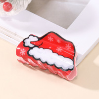 Pince à cheveux moyenne en acétate de cellulose brillant, motif flocon de neige de Noël, élément de dessin animé, style rétro de luxe français, pour femme