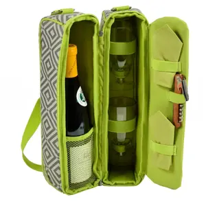 Picnic at Ascot Sunset Wine Bottle Carrier for Couple Tote Cooler Bag for Outside Travel