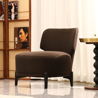 Fauteuil d'appoint moderne rembourré, fauteuil de loisirs avec structure en bois massif, chaise latérale en tissu pour salon et hôtel