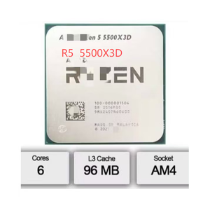 ซีพียูรุ่นใหม่ปี 2026 R5 5500X3D แบบกล่องและแบบถาด รองรับซ็อกเก็ต AM4 ความเร็ว 4GHz กำลังไฟ 105W 6-คอร์ 12-เธรด สำหรับคอมพิวเตอร์ตั้งโต๊ะเล่นเกม - Product Image 1