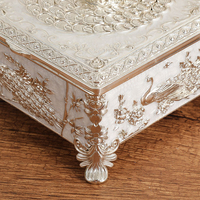 Boîte à bijoux de luxe en forme de paon, en métal argenté, ornement de bureau, cadeau de mariage personnalisé, décoration intérieure, fourniture d'usine