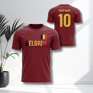 Belgium Soccer Shirt <b>Red</b> Custom Name Number Fan Jersey Adult <b>Football</b> Jersey - Product Image 1