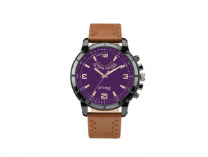Hyf A209 Orologio Cronografo da Uomo con Cinturino in Pelle, Cassa in Acciaio Inossidabile, Quadrante Rotondo, Colori Misti, Orologio Smart alla Moda - Product Image 1