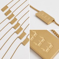 Collar con Número de Ángel en Acero Inoxidable Chapado en Oro PVD de 18K, Listo para Enviar, Joyería de Moda Minimalista Rectangular Brillante