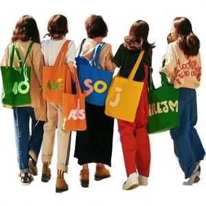 Customized Silk Screen Printed Logo Eco-friendly Boat Tote <b>Bag</b> Letter Pattern Colorful <b>Canvas</b> <b>Large</b> Size Shopping <b>Bag</b> MOQ 1pcs - Product Image 1