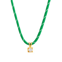 Collier pendentif solitaire en zircon plaqué or 18 carats en acier inoxydable avec cordon en paracorde