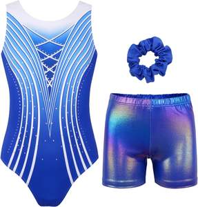 Vêtements de sport noirs pour filles, vêtements de danse en maille, body de ballet respirant pour filles, justaucorps scintillants, 4-13 ans - Product Image 4