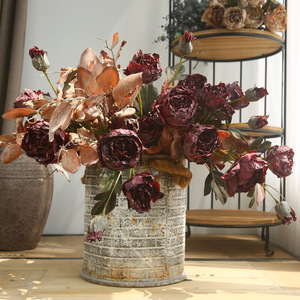 Salon Décoration Ornements Photographie Props Style Américain Noble Consort Pivoine Rétro Fleur De Soie - Product Image 4