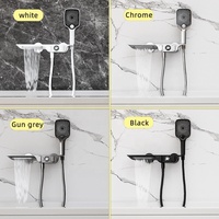 Robinet de douche baignoire noir à une main populaire affichage de la température motif de jet de Jet de Surface chromée ensemble de salle de bain à deux fonctions