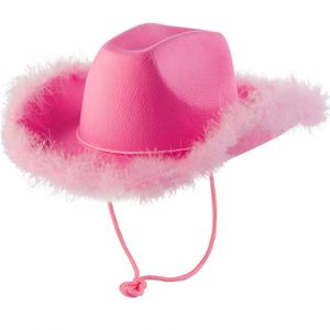 Sombrero de Vaquera Personalizado con Logotipo Impreso por Transferencia Térmica, Sombrero de Vaquera Rosa de Fieltro de Poliéster para Mujer, para Fiestas y Eventos - Product Image 4