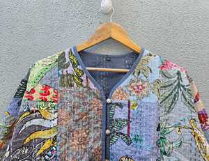 Veste matelassée en coton faite à la main, patchwork, manches longues, motif floral, fermeture à ceinture, douce, séchage rapide, pour femmes, vêtements d'hiver - Product Image 3