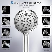 Pommeau de douche à main haute pression à 8 modes-Tuyau en acier inoxydable, support réglable, lavage électrique pour baignoire, carrelage et animaux de compagnie
