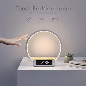 Modern parlama önleyici göz koruması dokunmatik sensör başucu masa lambası karartma akıllı telefon kablosuz şarj gece lambası