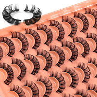 20 paires de cils naturels en gros, cils russes en bande, courbure D, confort toute la journée, cils faciles à poser pour débutants, look élégant