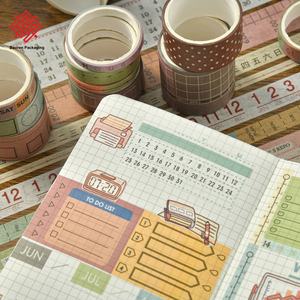 Cinta Adhesiva Decorativa Washi de Estilo Europeo y Americano, con Dibujos Animados, Elementos Decorativos para Estudiantes, Diseño de Cuadrícula, Retro - Product Image 4