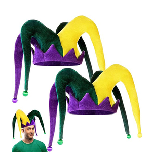 V327 Vente en gros Chapeau de bouffon amusant en peluche pour le Mardi Gras, accessoires de costume de carnaval pour femmes et hommes, décoration de cosplay de mascarade - Product Image 1