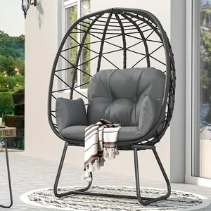Chaise Egg avec support Extérieur Intérieur Egg Lounge avec coussin Osier PE Rotin Inclus pour Patio, - Product Image 2