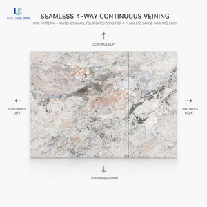 Dalle en pierre frittée Luca, design marbre Quatre Saisons |   Carrelage mural et <span class=keywords><strong>de</strong></span> sol intérieur grand format 1200x2400mm, rose brillant avec veines vertes, 9mm - Product Image 6
