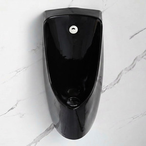 <span class=keywords><strong>Urinoir</strong></span> mural en céramique noire à détection automatique pour hommes, idéal pour les hôtels commerciaux et les toilettes publiques - Product Image 3