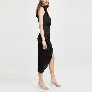 Vestido de Noche Largo de Satén con Logotipo Personalizado de Marca de Lujo para Mujer, Vestidos de Noche Abiti Da Sera - Product Image 3