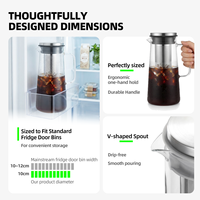 Ensemble de 2 cafetières à café froid modernes et écologiques, 1000 ml et 1400 ml / 34,16 oz et 47,83 oz, pichets en verre, filtre en acier, café glacé, thé