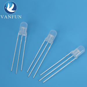 Diodes LED Vanfun 5MM bicolores à anode commune, montage par trou, boîtier en résine époxy, lentille transparente/diffuse colorée, 5V - Product Image 2