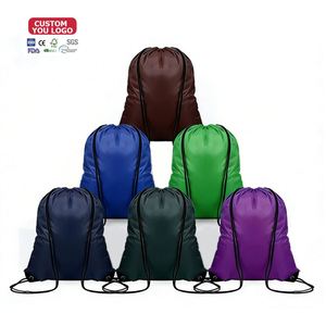 Custom 210D 420D Waterproof Polyester Nylon Foldable Reusable Large Capacity <b>Drawstring</b> <b>Backpack</b> Gym Sports Bag - Product Image 2