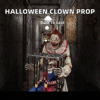 Décoration d'Halloween : Grand Clown Électrique Sonore et Lumineux pour Parc à Thème, Carnaval, Maison Hantée - Accessoire en Plastique Durable