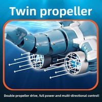 Jouet aquatique pour enfants en plastique, télécommandé, simulation de dauphin oscillant, double hélice, électrique, avec lumière