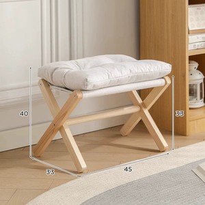 Foldable Foot Stool Ottoman Rest with Bamboo X Legs Folding <strong>Small</strong> Padded for Bedroom Living Room, <strong>Footstool</strong> for Chair Couch - Product Image 4