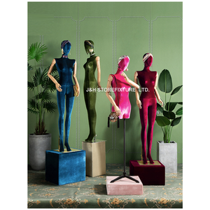 Maniquí de terciopelo ajustable con brazos de madera para mujer, de medio <span class=keywords><strong>cuerpo</strong></span> soporte bonito, exhibición de ropa, fabricante - Product Image 1