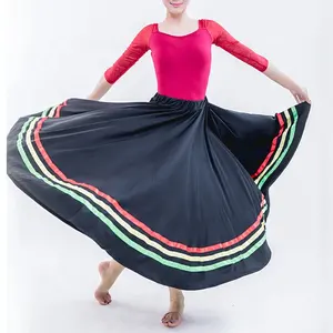 A2332 <strong>Full</strong> <strong>Length</strong> Long Black Dance <strong>Skirt</strong> Black Nylon Character Dance <strong>Skirt</strong> Wholesale Girls Character Modern Dance <strong>Skirt</strong> - Product Image 1
