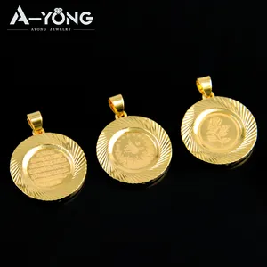 Wholesale Ayong Fashion Jewelry Pendants Fine 18k Gold Plated Coin Necklace Pendant With Rose