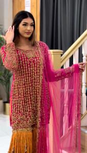 100% mousseline de soie tissu haute qualité inde femmes sharara costume Sharara Type Collection prix femmes taux de gros prêt à l'emploi - Product Image 4