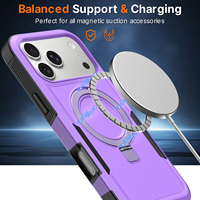 Étui de protection haut de gamme violet pour iPhone 17 18 Pro Max, antichoc, magnétique, avec support de téléphone intégré
