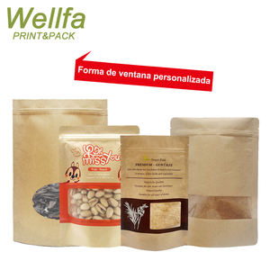 Bolsa artesanal <span class=keywords><strong>Doypack</strong></span> con ventana personalizada, bolsa de pie laminada de grado alimenticio, bolsa de papel <span class=keywords><strong>Kraft</strong></span> Ziplock resellable marrón - Product Image 2