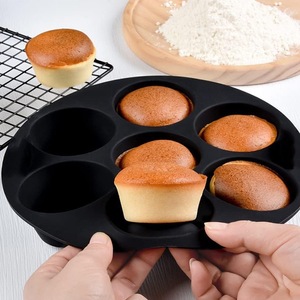Seven Hole Muffin Mold Black Cylindrical Air Fryer Silicone Cake Cup DIY Baking Mold 7 Pieces Dishwasher Safe - Product Image 2