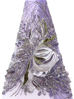 NI.AI Nouveau style Tissu en dentelle à sequins géométriques brodés, entièrement recouvert de sequins, tissu en dentelle perlée courte avec sequins