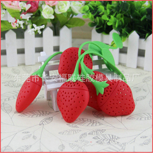 SS07 Infuseur à thé en silicone réutilisable en forme de fraise mignonne pour herbes, en promotion, idéal comme cadeau - Product Image 5