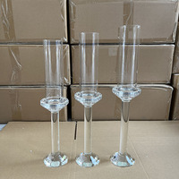 MH-TZ0606 Ensemble de trois grands porte-bougies en cristal pour la décoration de table de mariage