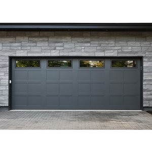 Porte de <span class=keywords><strong>garage</strong></span> automatique en acier simple, design moderne personnalisé, avec fenêtres en verre, portes de <span class=keywords><strong>garage</strong></span> en métal en gros - Product Image 4