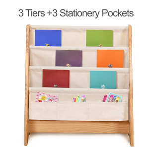 Giá sách bằng gỗ nguyên khối dành cho trẻ em Khu vực đọc sách có hình ảnh Giá để đồ từ sàn đến sàn không chiếm diện tích - Product Image 3