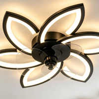 Ventilateur de plafond minimaliste 2-en-1 avec lumière, forme de fleur, télécommande, cadre en fer, acrylique, LED, pour l'éclairage domestique