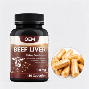 Cápsulas de Hígado de Res OEM ODM, 180 Unidades, de Ganado Alimentado con Pasto, 500mg, Apoyo Energético - Product Image 1