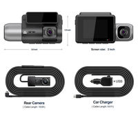 Kamera Dash Cam 3 Saluran 4K Panoramic View Security Wifi GPS Perekam Video untuk Mobil