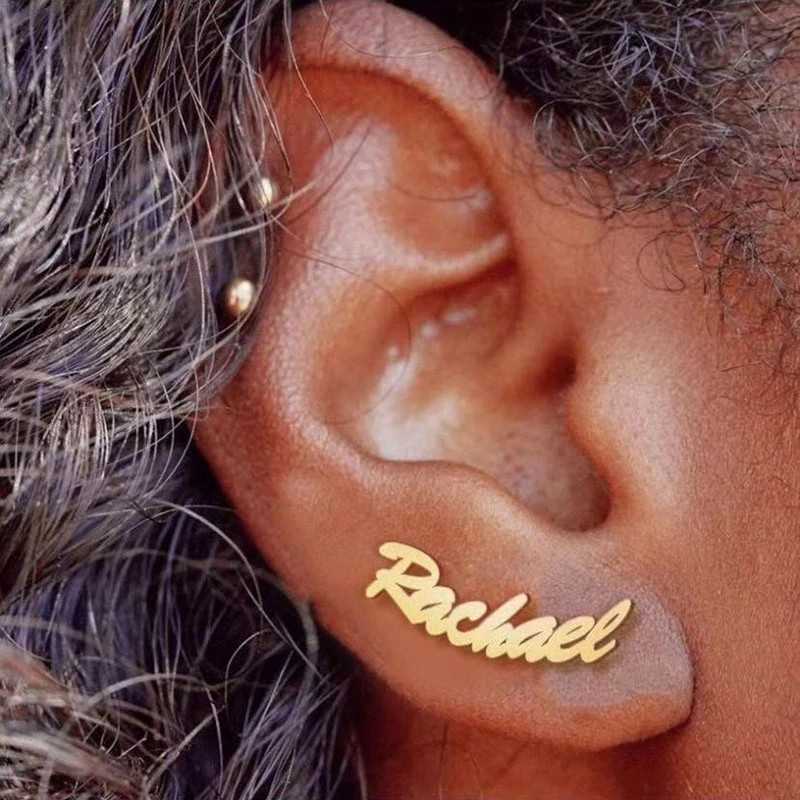 Shop Name Stud Earrings Personalized Trendy Jewelry