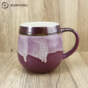 Hadiah hari ibu Vintage Oriental hangat warna Kiln variabel glasir keramik cangkir kopi