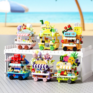 Petite scène <span class=keywords><strong>de</strong></span> rue assemblage jouets crème glacée distributeur chariot décrochage blocs <span class=keywords><strong>de</strong></span> construction <span class=keywords><strong>de</strong></span> micro-particules ensemble <span class=keywords><strong>de</strong></span> jouets éducatifs - Product Image 1